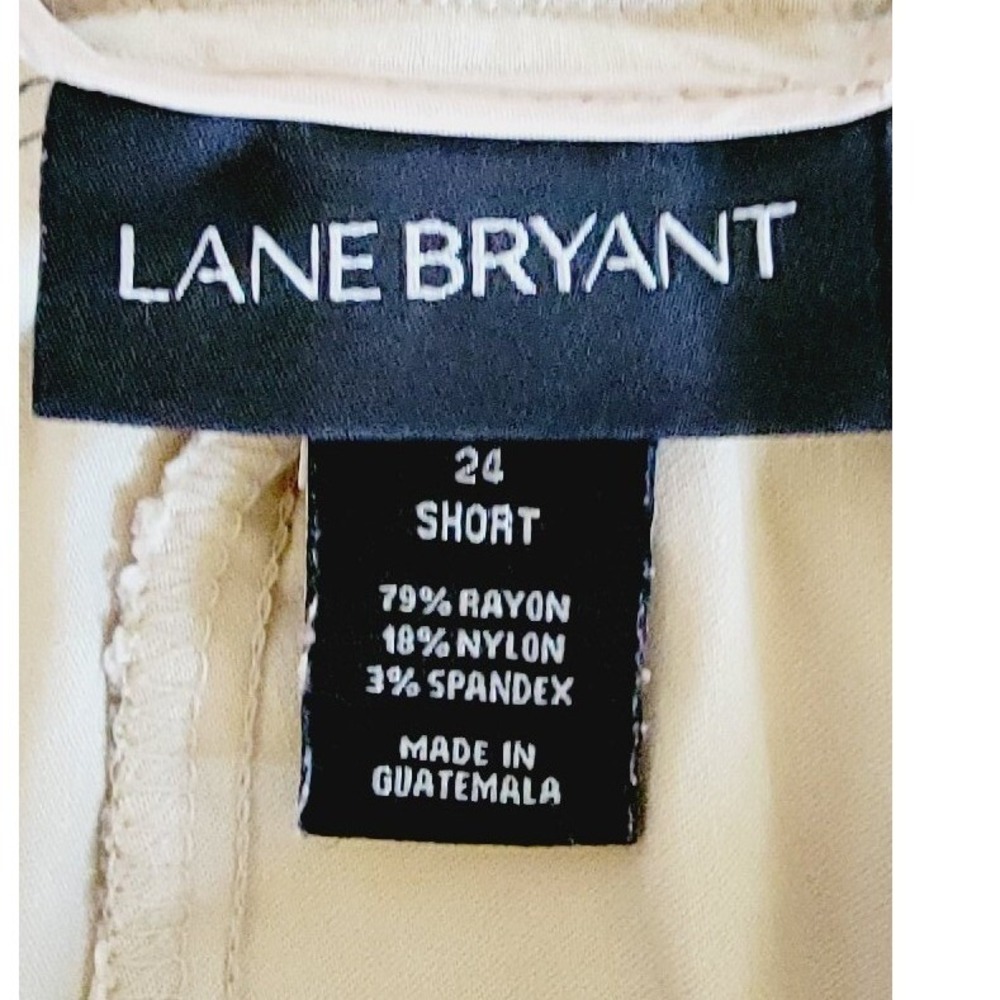 Lane Bryant Tan Khaki Wide Leg Trousers Pants 24 Short Beige Rayon Blend Stretch - Picture 7 of 12